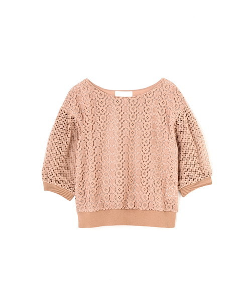 未使用品 ジルスチュアート JILL STUART ブラウス カットソー 七分袖 レース M テラコッタ 茶 /YM19 レディース JILLSTUART - ジルスチュアート ブラウス カットソー 七分袖