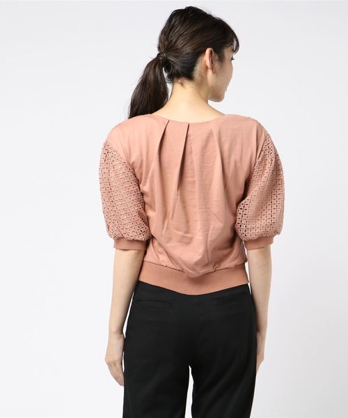 未使用品 ジルスチュアート JILL STUART ブラウス カットソー 七分袖 レース M テラコッタ 茶 /YM19 レディース JILLSTUART - ジルスチュアート ブラウス カットソー 七分袖