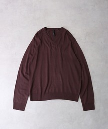カシミヤタッチVネック カラー ニットシャツ