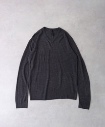 カシミヤタッチVネック カラー ニットシャツ