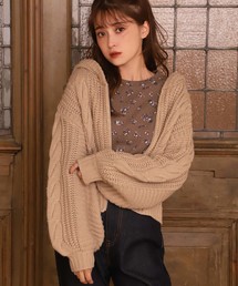 one after another NICE CLAUP | ケーブルニットパーカー(カーディガン/ボレロ)