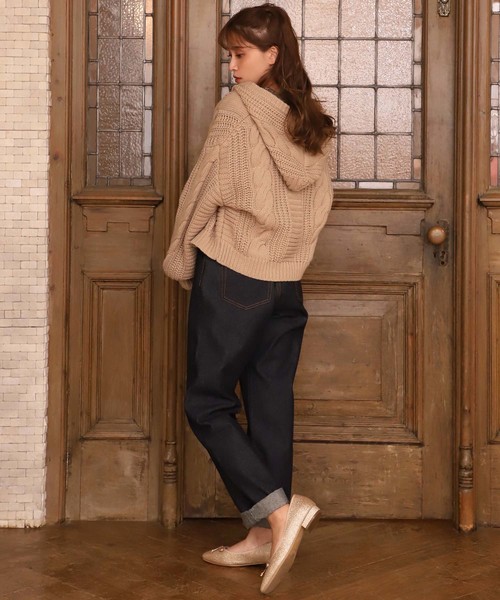 one after another NICE CLAUP（ワンアフターアナザーナイスクラップ）の「ケーブルニットパーカー（カーディガン/ボレロ・レディース・オフホワイト/モカ/ベージュ・FREE）」の7枚目の写真