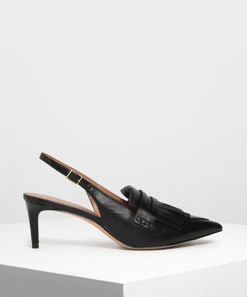 CHARLES & KEITH(チャールズ & キース)の「フリルデティール スリングバックヒール / Frill Detail Slingback Heels(サンダル・レディース・ブラック/ダークブラウン/オレンジ・22.5cm/23cm/23.5cm/24.5cm/25cm)」の2枚目の写真