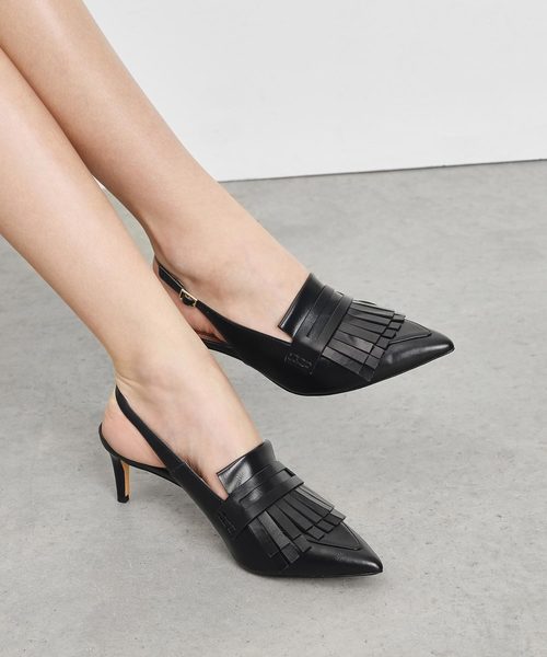 CHARLES & KEITH(チャールズ & キース)の「フリルデティール スリングバックヒール / Frill Detail Slingback Heels(サンダル・レディース・ブラック/ダークブラウン/オレンジ・22.5cm/23cm/23.5cm/24.5cm/25cm)」の6枚目の写真