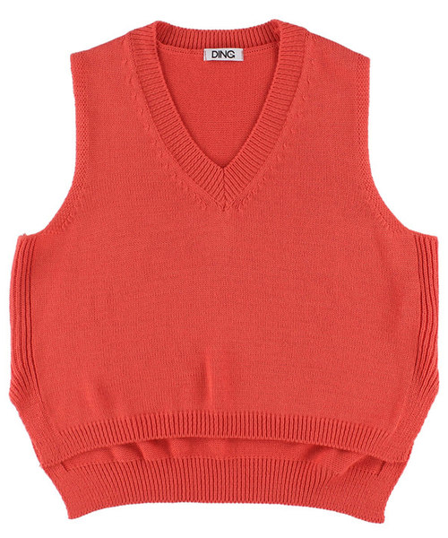 DING(ディング)の「DING/ショートニットベスト(ベスト・レディース・ブルー/オレンジ/ホワイト/ブラック・FREE)」の1枚目の写真