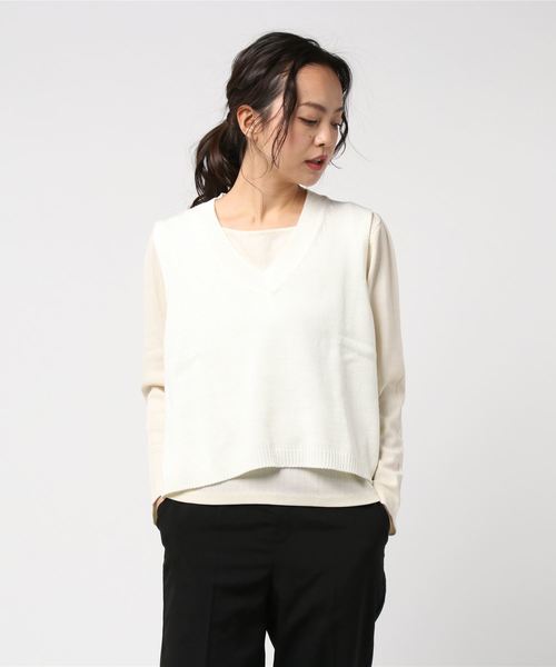 DING(ディング)の「DING/ショートニットベスト(ベスト・レディース・ブルー/オレンジ/ホワイト/ブラック・FREE)」の10枚目の写真