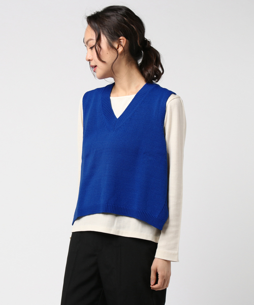 DING(ディング)の「DING/ショートニットベスト(ベスト・レディース・ブルー/オレンジ/ホワイト/ブラック・FREE)」の12枚目の写真