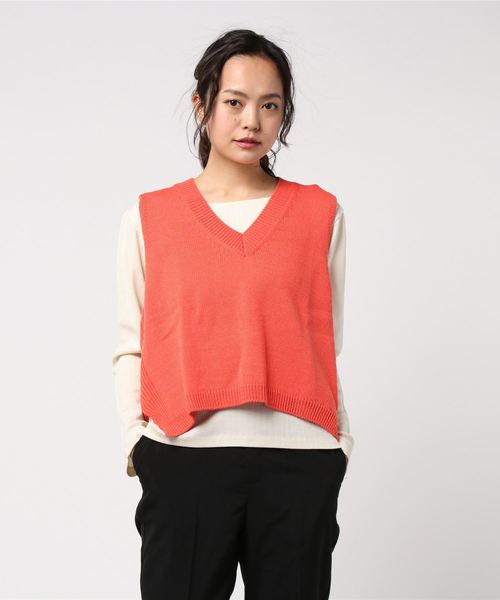 DING(ディング)の「DING/ショートニットベスト(ベスト・レディース・ブルー/オレンジ/ホワイト/ブラック・FREE)」の13枚目の写真