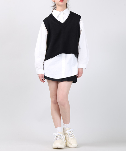 DING(ディング)の「DING/ショートニットベスト(ベスト・レディース・ブルー/オレンジ/ホワイト/ブラック・FREE)」の7枚目の写真