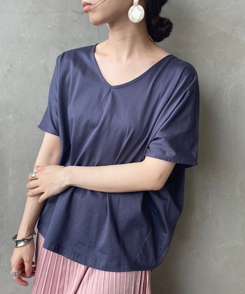 JF Ready Made（ジェイエフレディメイド）の「[JF READY MADE/ジェイエフレディメイド] ハイゲージフレンチVネックTシャツ（Tシャツ/カットソー・レディース・チャコールグレー/ブラック/ベージュ/ブラウン/オフホワイト/ホワイト/カーキ・F）」の12枚目の写真