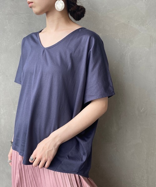JF Ready Made（ジェイエフレディメイド）の「[JF READY MADE/ジェイエフレディメイド] ハイゲージフレンチVネックTシャツ（Tシャツ/カットソー・レディース・チャコールグレー/ブラック/ベージュ/ブラウン/オフホワイト/ホワイト/カーキ・F）」の11枚目の写真