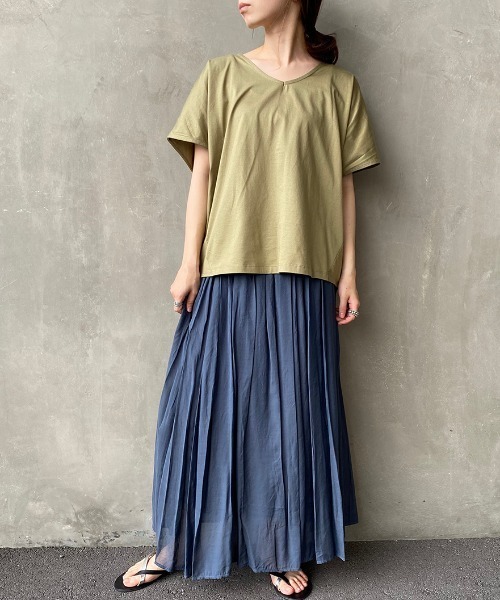 JF Ready Made（ジェイエフレディメイド）の「[JF READY MADE/ジェイエフレディメイド] ハイゲージフレンチVネックTシャツ（Tシャツ/カットソー・レディース・チャコールグレー/ブラック/ベージュ/ブラウン/オフホワイト/ホワイト/カーキ・F）」の16枚目の写真