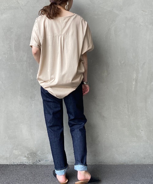 JF Ready Made（ジェイエフレディメイド）の「[JF READY MADE/ジェイエフレディメイド] ハイゲージフレンチVネックTシャツ（Tシャツ/カットソー・レディース・チャコールグレー/ブラック/ベージュ/ブラウン/オフホワイト/ホワイト/カーキ・F）」の21枚目の写真