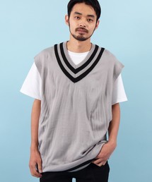 ビッグシルエット チルデン ニットベスト