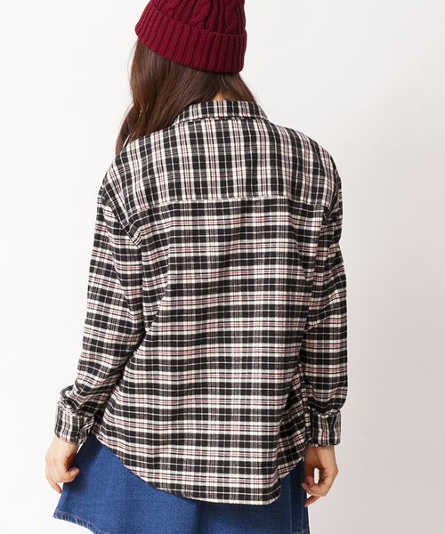 WEGO（ウィゴー）の「WEGO/ネルチェックBIGシャツ（シャツ/ブラウス・レディース・ブラック/グリーン/グリーン系その他/レッド/レッド系その他・FREE）」の7枚目の写真
