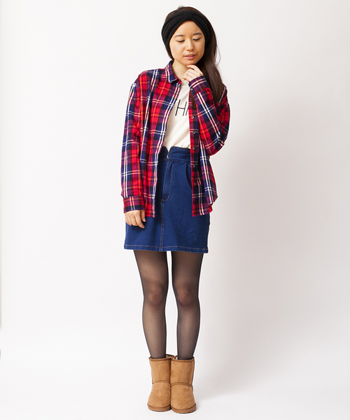 WEGO（ウィゴー）の「WEGO/ネルチェックBIGシャツ（シャツ/ブラウス・レディース・ブラック/グリーン/グリーン系その他/レッド/レッド系その他・FREE）」の8枚目の写真