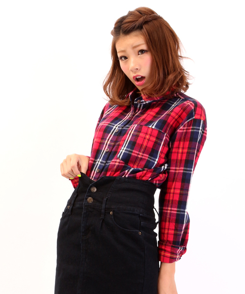 WEGO（ウィゴー）の「WEGO/ネルチェックBIGシャツ（シャツ/ブラウス・レディース・ブラック/グリーン/グリーン系その他/レッド/レッド系その他・FREE）」の11枚目の写真