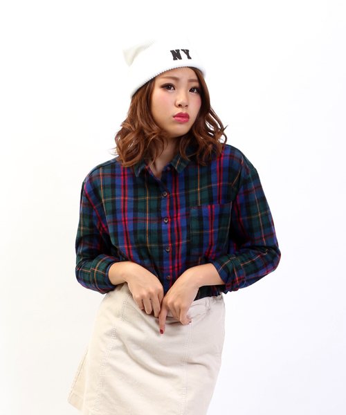 WEGO（ウィゴー）の「WEGO/ネルチェックBIGシャツ（シャツ/ブラウス・レディース・ブラック/グリーン/グリーン系その他/レッド/レッド系その他・FREE）」の13枚目の写真