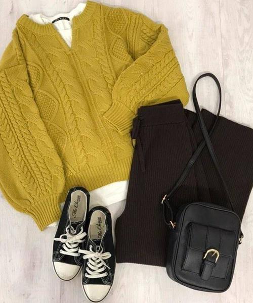 INGNI(イング)の「ケーブルスキッパー/ニット(ニット/セーター)」|イエロー系2