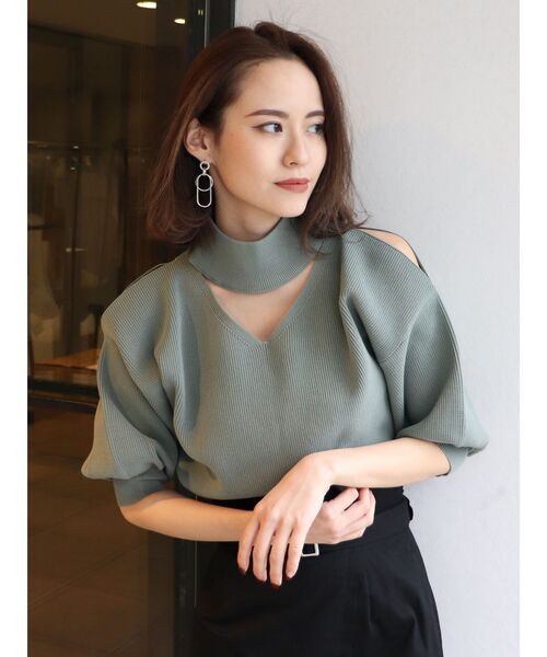 MURUA（ムルーア）の「チョーカーハーフニット（ニット/セーター・レディース・ブラック/ブラウン/ベージュ/カーキ・FREE）」の8枚目の写真