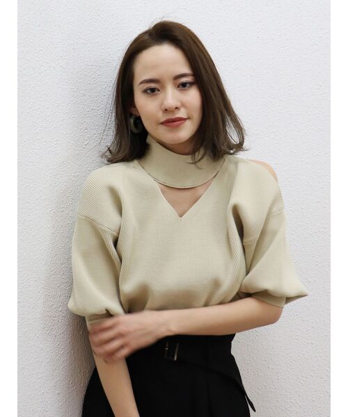 MURUA（ムルーア）の「チョーカーハーフニット（ニット/セーター・レディース・ブラック/ブラウン/ベージュ/カーキ・FREE）」の11枚目の写真