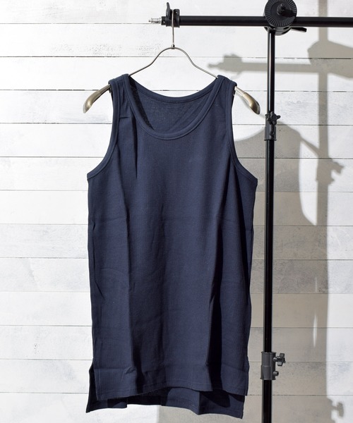 INNOCENT（イノセント）の「waffle tanktop - ワッフルタンクトップ（タンクトップ・レディース・ネイビー/キャメル/ブルーグリーン/スモークピンク/グレー/チャコールグレー・LARGE/MEDIUM/X-LARGE）」の4枚目の写真