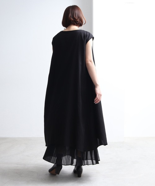 誠実の ワンピース ワンピース Layered ワンピース のファッション ワンピース ドレス Yuni ユニ Savon 強撚c Pleats ワンピース