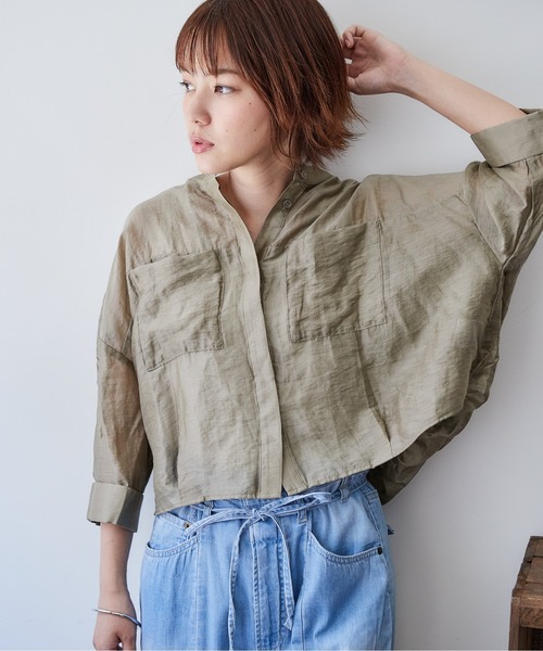 cepo（セポ）の「シアーボリュームブラウス（シャツ/ブラウス・レディース・ブラック/ベージュ/カーキ/サックスブルー・M）」の3枚目の写真