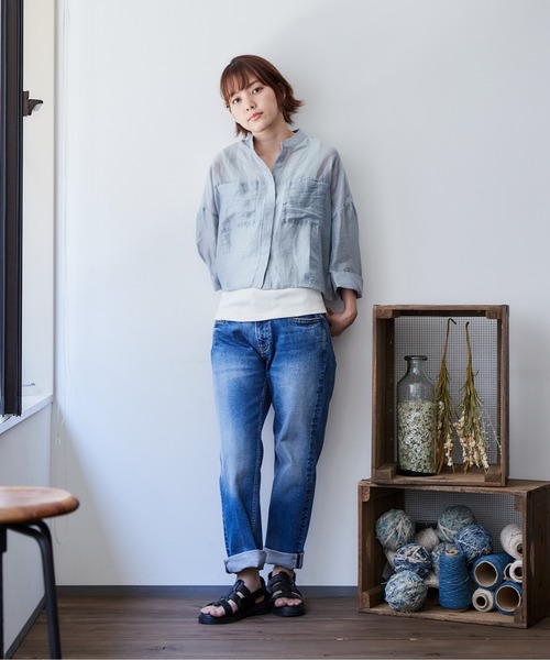 cepo（セポ）の「シアーボリュームブラウス（シャツ/ブラウス・レディース・ブラック/ベージュ/カーキ/サックスブルー・M）」の4枚目の写真