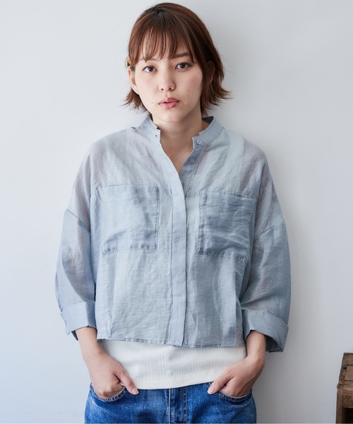 cepo（セポ）の「シアーボリュームブラウス（シャツ/ブラウス・レディース・ブラック/ベージュ/カーキ/サックスブルー・M）」の12枚目の写真