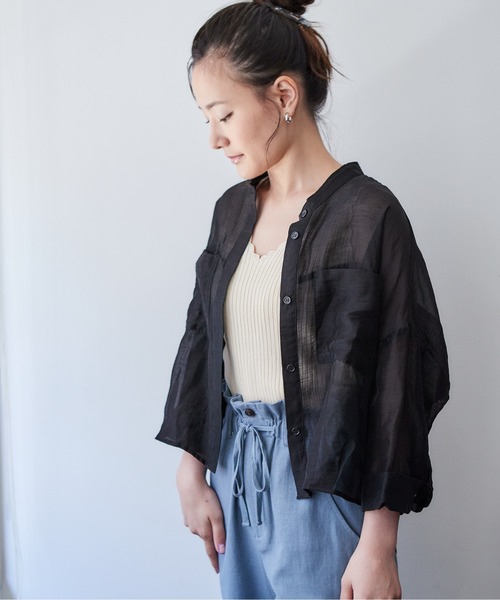 cepo（セポ）の「シアーボリュームブラウス（シャツ/ブラウス・レディース・ブラック/ベージュ/カーキ/サックスブルー・M）」の18枚目の写真