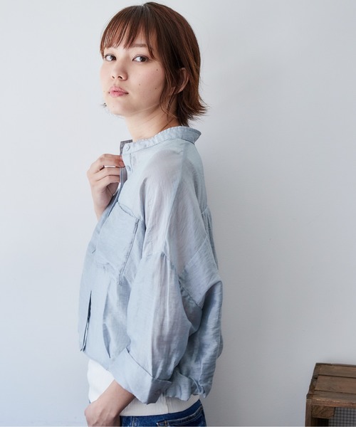 cepo（セポ）の「シアーボリュームブラウス（シャツ/ブラウス・レディース・ブラック/ベージュ/カーキ/サックスブルー・M）」の13枚目の写真
