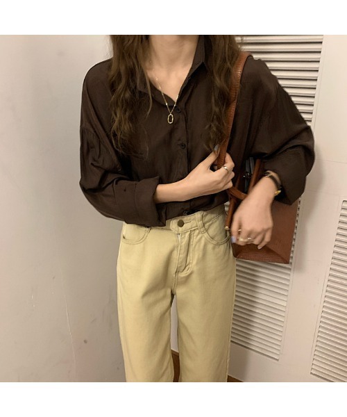 Ritzy(リッツィー)の「ドロップショルダーシャツブラウス(シャツ/ブラウス・レディース・オレンジ/ブルー/ブラウン/ホワイト/ブラック・FREE)」の4枚目の写真
