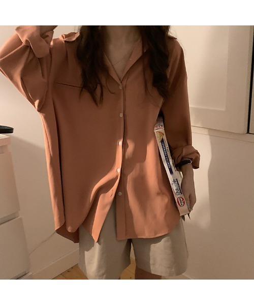 Ritzy(リッツィー)の「ドロップショルダーシャツブラウス(シャツ/ブラウス・レディース・オレンジ/ブルー/ブラウン/ホワイト/ブラック・FREE)」の12枚目の写真