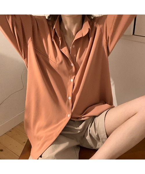 Ritzy(リッツィー)の「ドロップショルダーシャツブラウス(シャツ/ブラウス・レディース・オレンジ/ブルー/ブラウン/ホワイト/ブラック・FREE)」の6枚目の写真