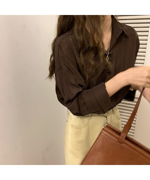 Ritzy(リッツィー)の「ドロップショルダーシャツブラウス(シャツ/ブラウス・レディース・オレンジ/ブルー/ブラウン/ホワイト/ブラック・FREE)」の21枚目の写真