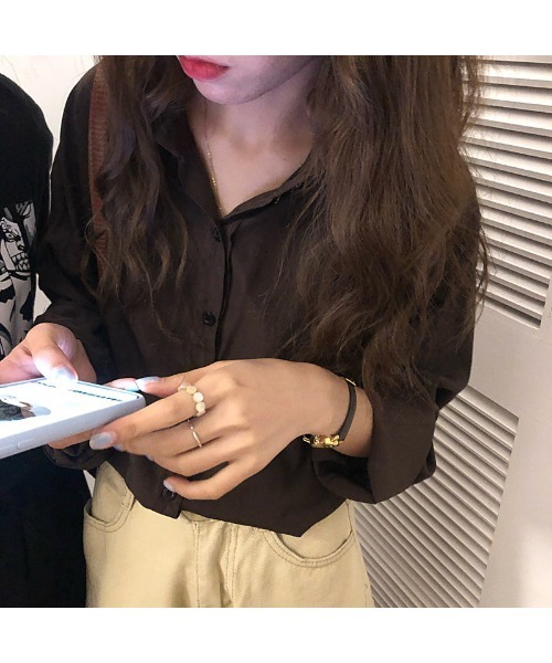 Ritzy(リッツィー)の「ドロップショルダーシャツブラウス(シャツ/ブラウス・レディース・オレンジ/ブルー/ブラウン/ホワイト/ブラック・FREE)」の8枚目の写真