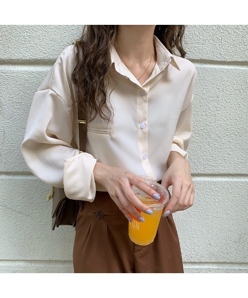 Ritzy(リッツィー)の「ドロップショルダーシャツブラウス(シャツ/ブラウス・レディース・オレンジ/ブルー/ブラウン/ホワイト/ブラック・FREE)」の20枚目の写真
