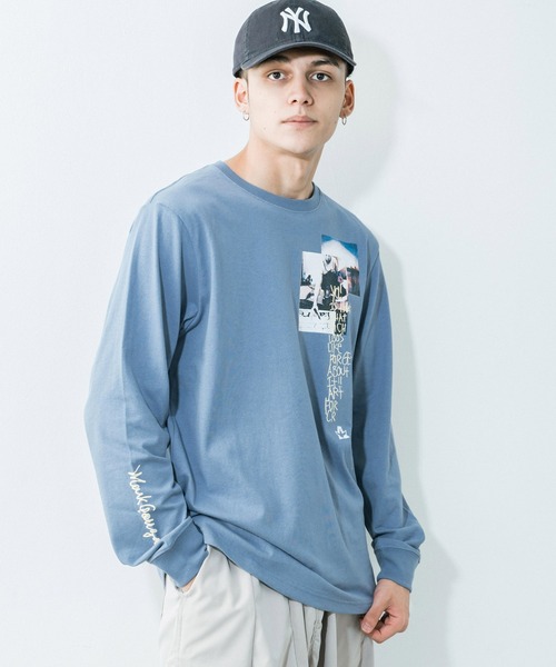 Mark Gonzales(マーク・ゴンザレス)の「Mark Gonzales/マークゴンザレス Happy Poem プリント オーバーサイズ長袖TEE(Tシャツ/カットソー・メンズ・ブラック/ホワイト/ワイン/オレンジ/グレイッシュブルー/ベージュ・M/XL/L)」の5枚目の写真