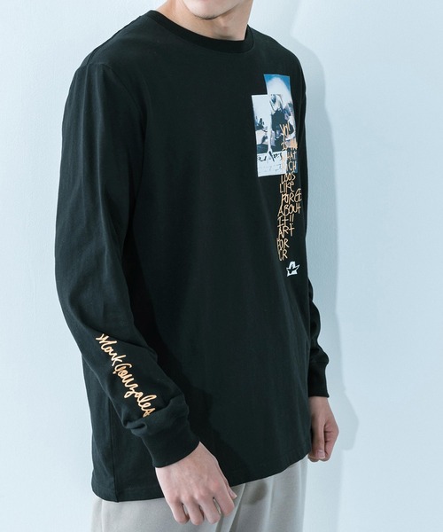 Mark Gonzales(マーク・ゴンザレス)の「Mark Gonzales/マークゴンザレス Happy Poem プリント オーバーサイズ長袖TEE(Tシャツ/カットソー・メンズ・ブラック/ホワイト/ワイン/オレンジ/グレイッシュブルー/ベージュ・M/XL/L)」の3枚目の写真