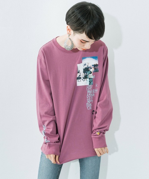 Mark Gonzales(マーク・ゴンザレス)の「Mark Gonzales/マークゴンザレス Happy Poem プリント オーバーサイズ長袖TEE(Tシャツ/カットソー・メンズ・ブラック/ホワイト/ワイン/オレンジ/グレイッシュブルー/ベージュ・M/XL/L)」の22枚目の写真