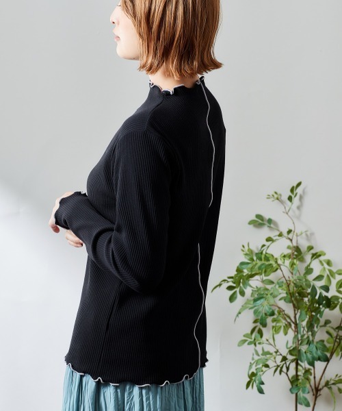 cepo（セポ）の「フリルメローハイネックＴｅｅ（Tシャツ/カットソー・レディース・ピンク/オフホワイト/ブラック・M）」の12枚目の写真