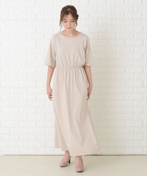 Lace Ladies（レースレディース）の「ゆったり半袖ロングワンピース（ワンピース・レディース・ベージュ/グリーン/ブルーグレー/ブラック・FREE）」の10枚目の写真