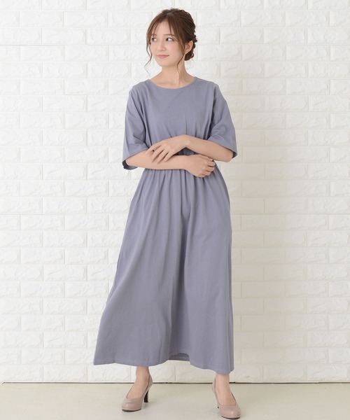 Lace Ladies（レースレディース）の「ゆったり半袖ロングワンピース（ワンピース・レディース・ベージュ/グリーン/ブルーグレー/ブラック・FREE）」の13枚目の写真