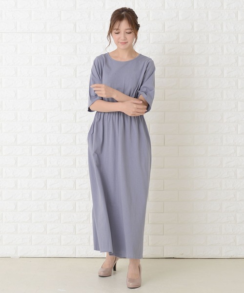Lace Ladies（レースレディース）の「ゆったり半袖ロングワンピース（ワンピース・レディース・ベージュ/グリーン/ブルーグレー/ブラック・FREE）」の17枚目の写真