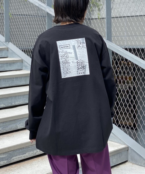 PBLIM（ページボーイリム）の「【PAGEBOYLIM】フロッキーロゴロンＴシャツ（Tシャツ/カットソー・レディース・ブラック/ブルー・MEDIUM/X-LARGE）」の3枚目の写真