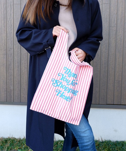 FRUIT OF THE LOOM(フルーツオブザルーム)の「FRUIT OF THE LOOM STRIPE SHOPPER TOTE(エコバッグ/サブバッグ・レディース・サックスブルー/ネイビー/レッド/ブラック/ブルー系その他/ピンク/ブルー系その他2/レッド系その他・FREE)」の8枚目の写真