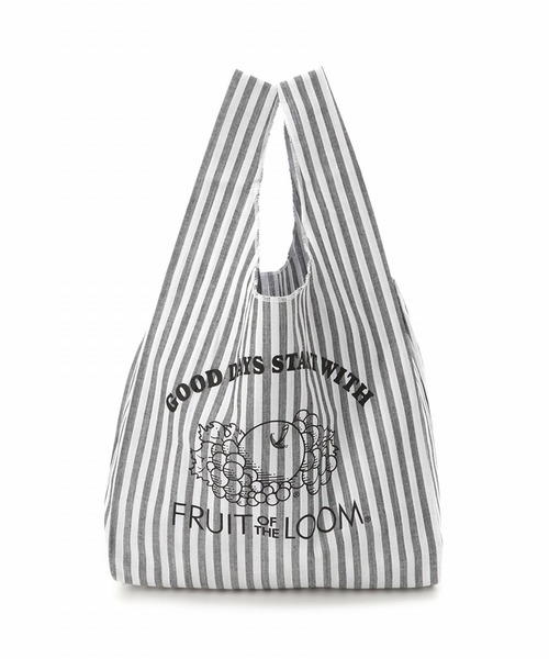 FRUIT OF THE LOOM(フルーツオブザルーム)の「FRUIT OF THE LOOM STRIPE SHOPPER TOTE(エコバッグ/サブバッグ・レディース・サックスブルー/ネイビー/レッド/ブラック/ブルー系その他/ピンク/ブルー系その他2/レッド系その他・FREE)」の2枚目の写真