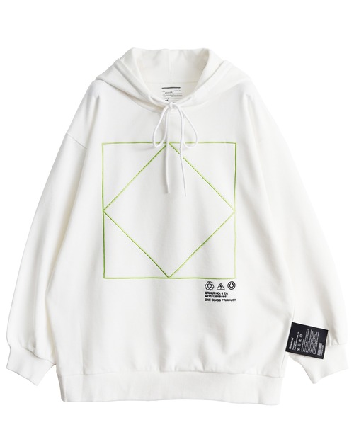 SHAREEF(シャリーフ)の「"SQUARE"emb. BIG PARKA(パーカー・メンズ・ホワイト/パープル/ブラック/ブルー系その他/ダークグリーン・1/3/2)」の3枚目の写真