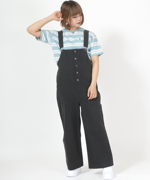 Dickies（ディッキーズ）の「Dickies◆フロントボタン綿麻リネンオーバーオール（サロペット/オーバーオール・レディース・ブラック/カーキ/アイボリー/キャメル・M/L）」の3枚目の写真